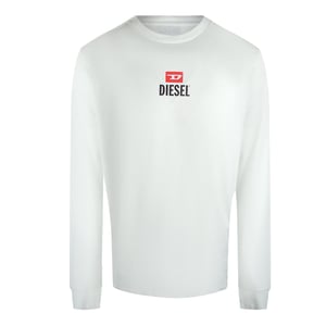 Diesel - Weißes Langarm-t-shirt Mit Neuem D-logo
