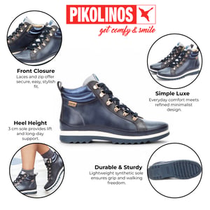 Pikolinos Damen-Stiefeletten Vigo aus blauem Leder