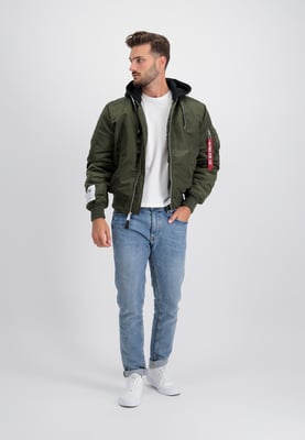 MA-1 Zip Hood Print Bomber Jacket