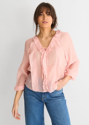 Bluse mit langen Ärmeln und Rüschendetail