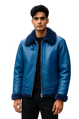 Blaue B3 Bomberjacke aus Schaffell der RAF im Fliegerstil für Herren – Worcester
