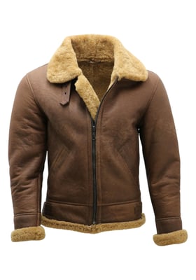 Herren Fliegerjacke aus Schaffellleder B3 aus dem 2. Weltkrieg, Ingwerbraun, Paar