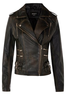 Damen Leder Vintage Schwarz Brando Bikerjacke-Constantia