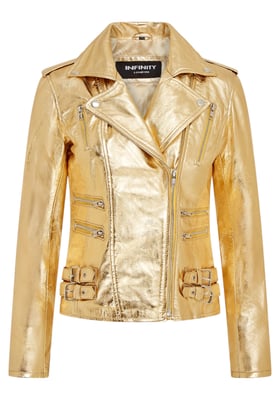 Damen Leder Gold Brando Bikerjacke-Loddon