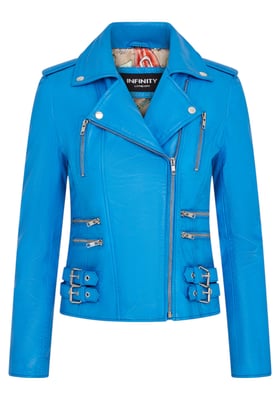 Damen Leder Blau Brando Bikerjacke-Loddon