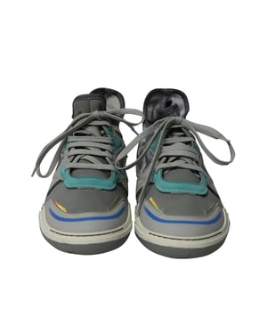 Lanvin Mid Top Neopren-Tauchsneaker aus grauem Nubuk-Kalbsleder