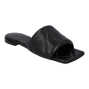 Bottega Veneta Damen Gummi Lido Flache Sandale aus schwarzem Lammleder