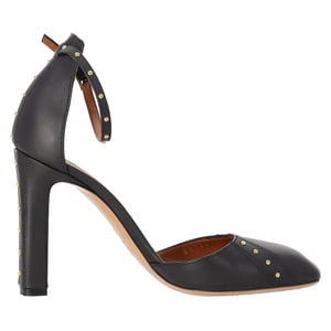 Valentino – Pumps mit Knöchelriemen und Nieten aus schwarzem Leder