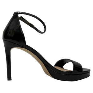 Stuart Weitzman Nudist Plateausandalen aus schwarzem Lackleder