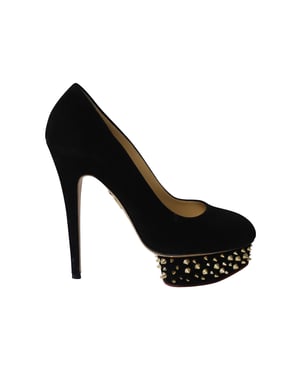 Charlotte Olympia – Dolly-Pumps mit Nietenverzierung aus schwarzem Wildleder