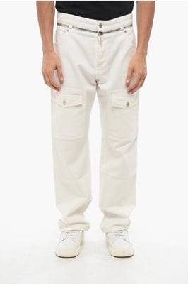 Straight Fit Cargo Jeans mit Reißverschlussdetail 22 cm in Weiß