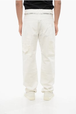 Straight Fit Cargo Jeans mit Reißverschlussdetail 22 cm in Weiß