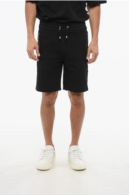 Jersey-Shorts mit seitlichem Logoband in Schwarz