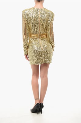 Golden Effect Minikleid mit Pailletten und Perlen in Gold