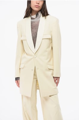 MM0 – Wollblazer mit 2 Knöpfen und Pattentaschen in Beige