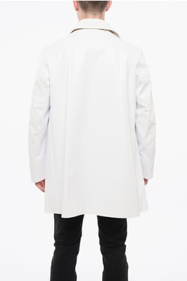 MM14 Wasserdichter Trenchcoat mit Samtkragen in Weiß