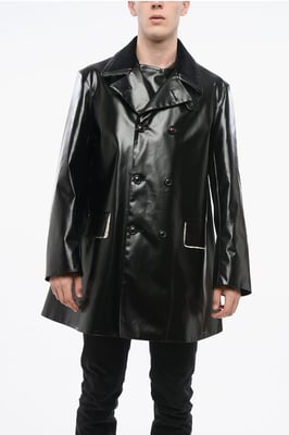 MM4 MM14 Wasserdichter Trenchcoat mit Samtkragen in Schwarz