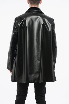 MM4 MM14 Wasserdichter Trenchcoat mit Samtkragen in Schwarz