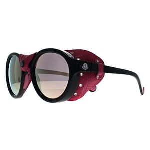Moncler ML0046 01C glänzend schwarz rosa Rauch Spiegel Sonnenbrille