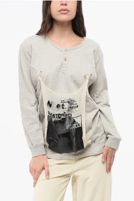 MM1 MM10 – Graues Sweatshirt mit Rundhalsausschnitt und 2 Knöpfen