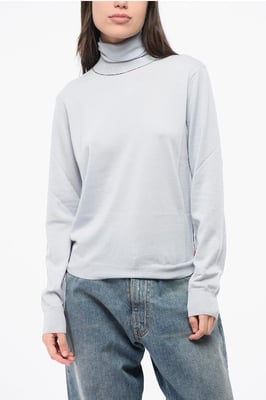 MM4 MM14 – Einfarbiger Rollkragenpullover aus Wolle in Hellblau