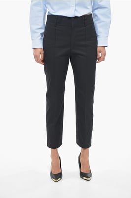 Baumwoll-Twill-Hose mit Tapered Fit in Blau