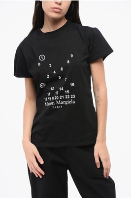 MM1 MM10 Baumwoll-T-Shirt mit Rundhalsausschnitt und kontrastierendem Monogramm in Schwarz