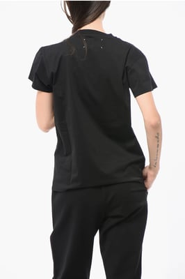 MM1 MM10 Baumwoll-T-Shirt mit Rundhalsausschnitt und kontrastierendem Monogramm in Schwarz