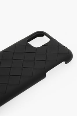 iPhone 11-Hülle aus Intreccio-Leder in Schwarz