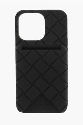 Geflochtene iPhone 13 Pro-Hülle mit externem Kartenhalter in Schwarz