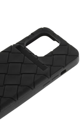 Geflochtene iPhone 13 Pro-Hülle mit externem Kartenhalter in Schwarz