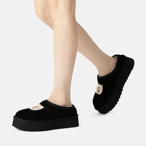 EVER AU Australien Damen Feder-Ankle-Plateau-Pantoletten
