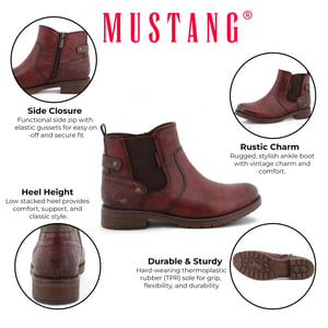Mustang Damen Chelsea-Stiefeletten in Burgunderrot