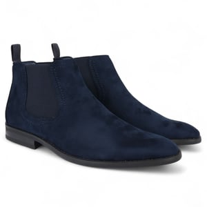 Herren Chelsea Boots aus Wildleder in Marineblau, mit echtem Leder gefüttert, Slip-On