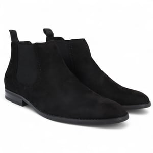 Herren Chelsea Boots aus schwarzem Wildleder mit echtem Lederfutter zum Hineinschlüpfen