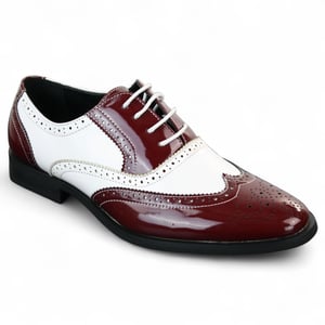 Herren Lack Schnürschuhe Rot Weiß Brogues Elegante Abendschuhe