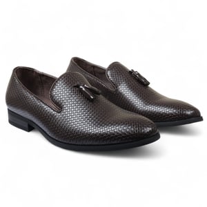 Herren Braune formelle Loafer mit Quaste, Slip-On-Lederschuhe