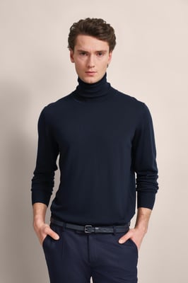 Bugatti Herren Rollkragenpullover aus 100 % Merinowolle