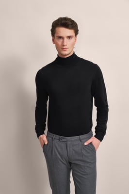Bugatti Herren Rollkragenpullover aus 100 % Merinowolle