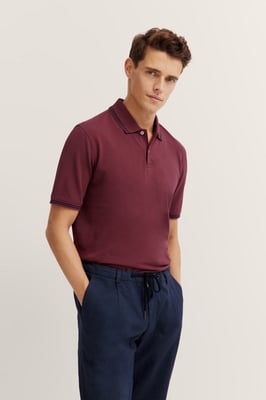 Bugatti Herren Polo mit Kontraststreifen und Bruststickerei