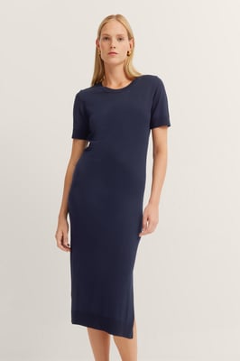 Bugatti Damen Strickkleid mit Seitenschlitzen