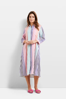 Bugatti Damen Hemdblusenkleid mit stilvoller Streifenkombination