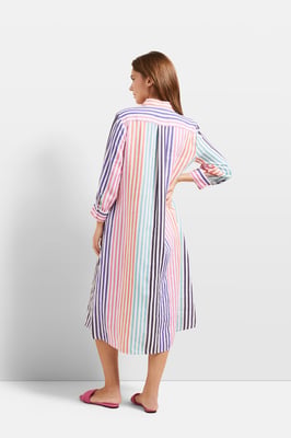 Bugatti Damen Hemdblusenkleid mit stilvoller Streifenkombination