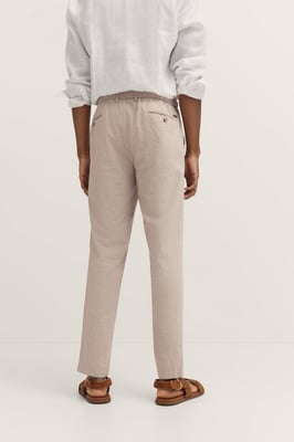 Bugatti Herren Bundfaltenhose mit Baumwoll-Leinen-Mix