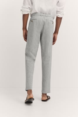 Bugatti Herren Bundfaltenhose mit Baumwoll-Leinen-Mix