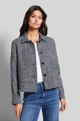 Bugatti Damen Bouclé-Jacke mit ausgefransten Kanten