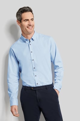 Bugatti Herren Langarmhemd aus 100 % Baumwolle