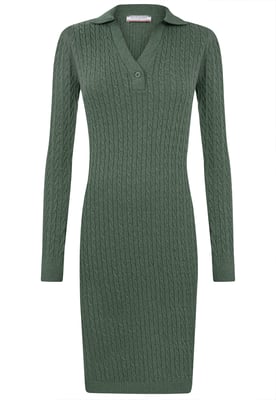Kleid Langärmeliges Kabelstrickkleid