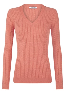 Pullover Kabelstrick-Pullover Mit V-Ausschnitt