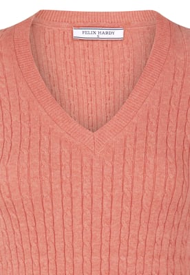 Pullover Kabelstrick-Pullover Mit V-Ausschnitt